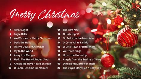 Dec 5, 2020 ... Top 20 Christmas songs! (Plus 10 for kids) · 1. The Christmas Song Nat King Cole · 2. It's the Most Wonderful Time of the Year Andy Williams &midd...